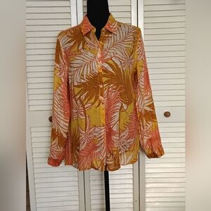 Tahari Woman Tropical Print Button-Up Blouse Size S – Like New